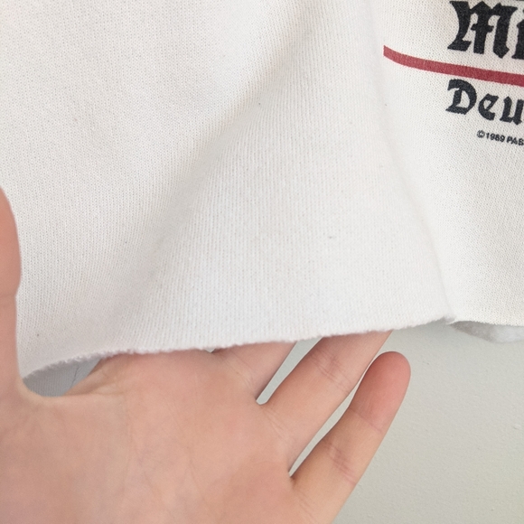 Vtg 80s White Grunge Cropped Oversized Sweatshirt - Picture 6 of 13